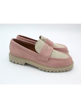 Thursday Boots Penny Loafers Womens Size 6.5 Pink Suede Lug Sole Preppy Office